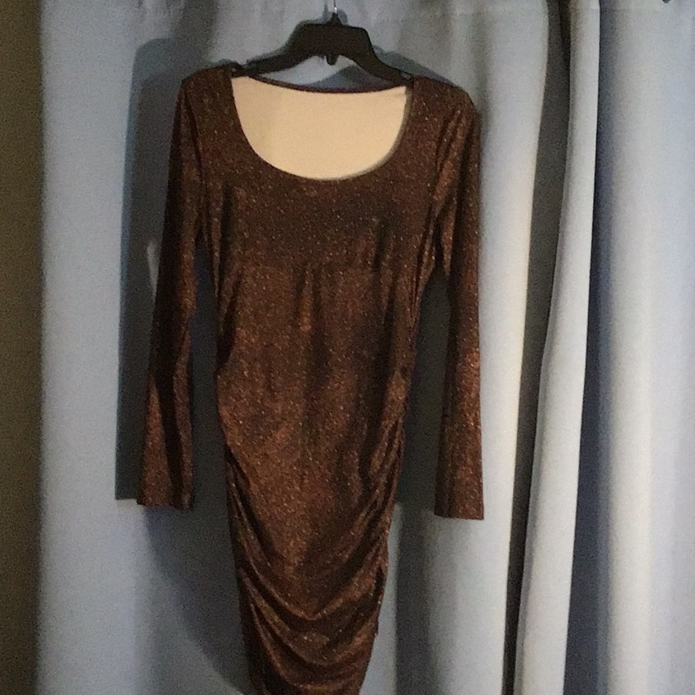 Elegant Brown Long Sleeve Dress